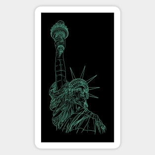 Statue of Liberty in a green line drawing design Magnet